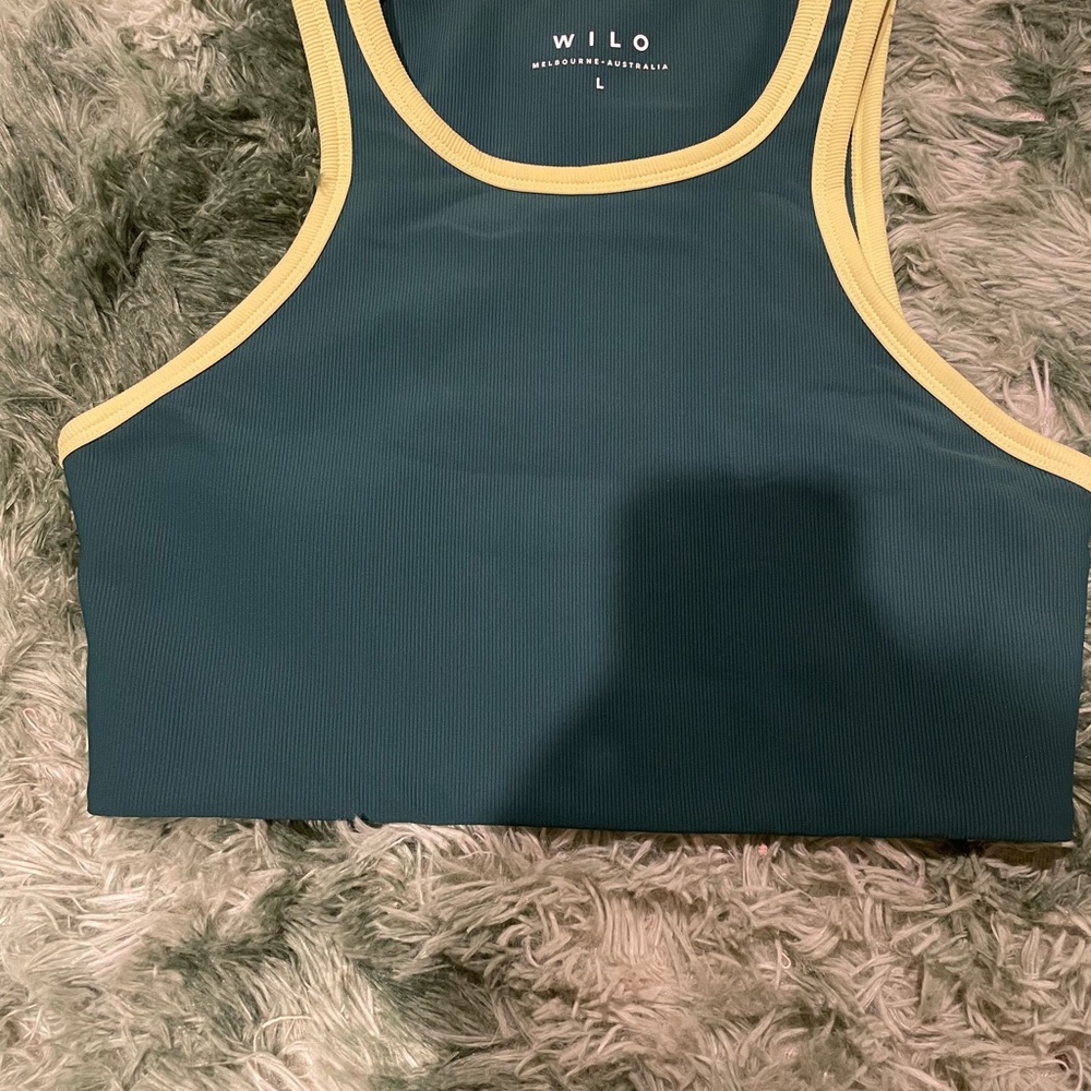 WILO Women's Teal Tank Top with Yellow Trim